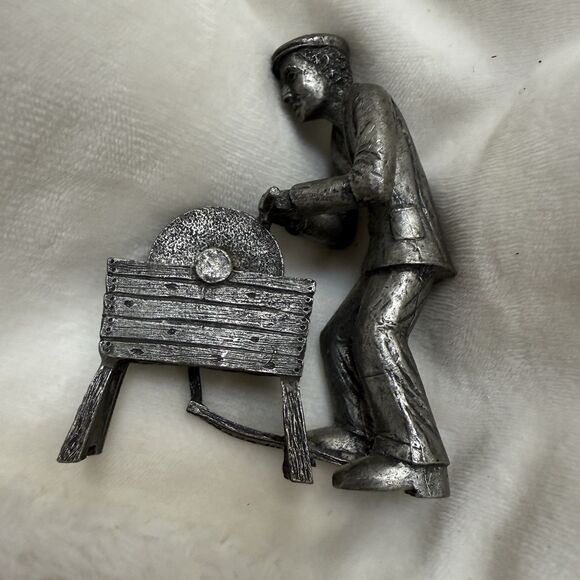 Vintage Daalderop Pewter Dutch Scissor Grinder Figurine MADE IN HOLLAND - Picture 2 of 5